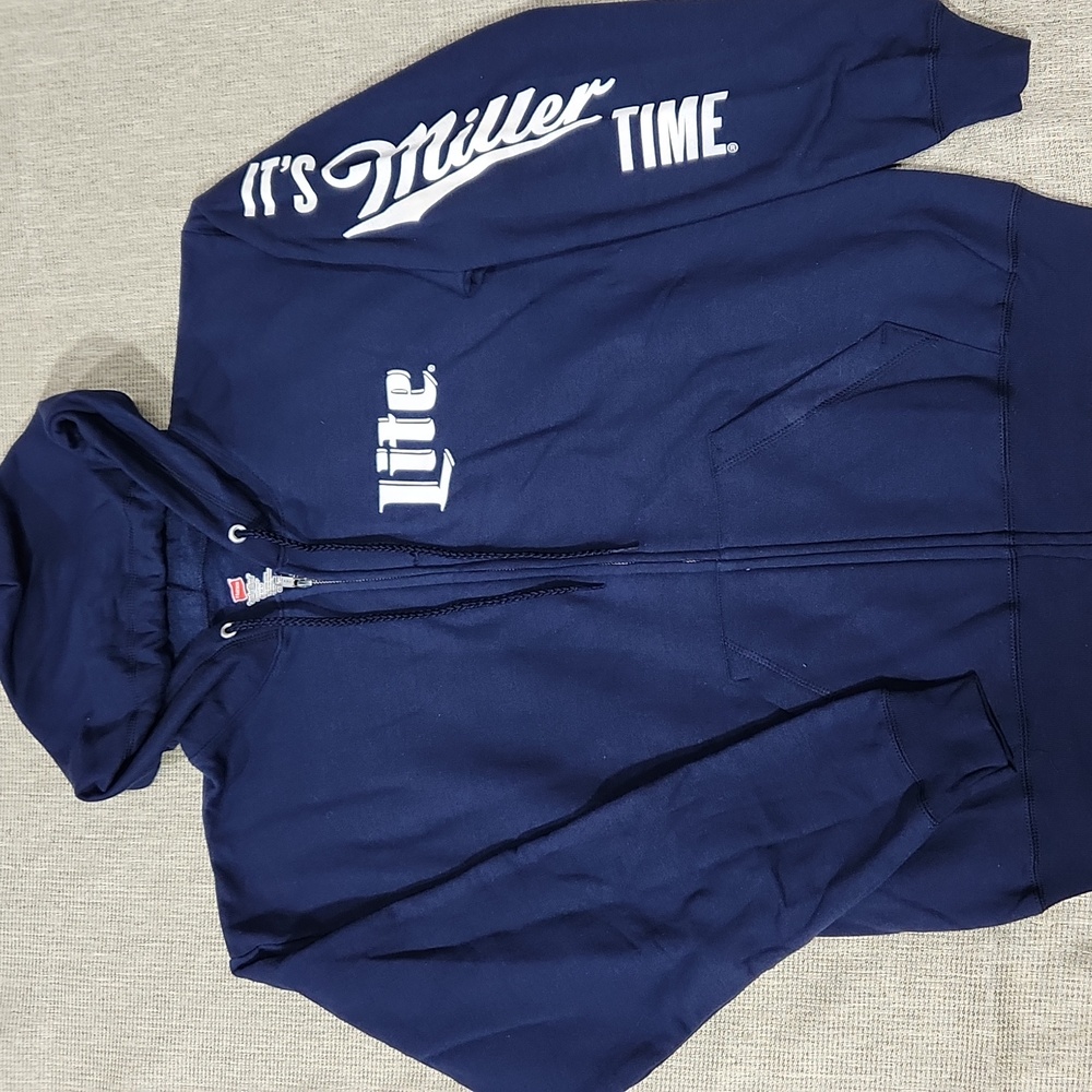 Miller Lite Zip-Up Hooded Hanes Comfort Blend Sweatshirt - Size Medium